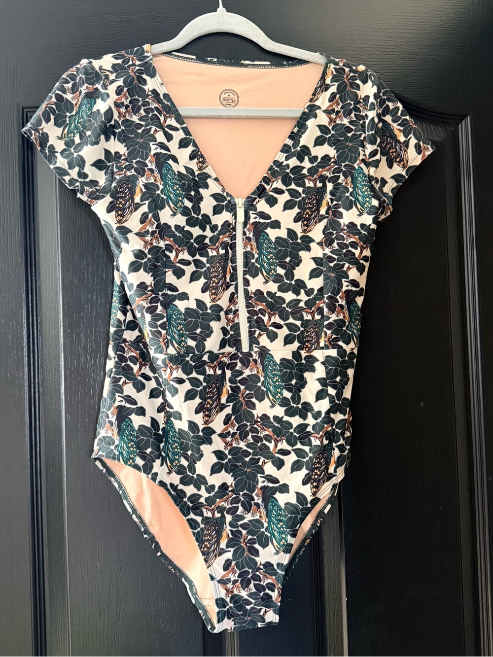 Mott50 White Floral & Green Bird One-Piece Swimsuit